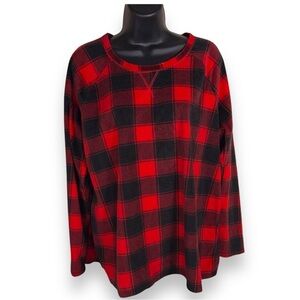 XL SONOMA RED BLACK FLEECE PLAID FLANNEL CASUAL COZY LONG SLEEVE WOMENS
